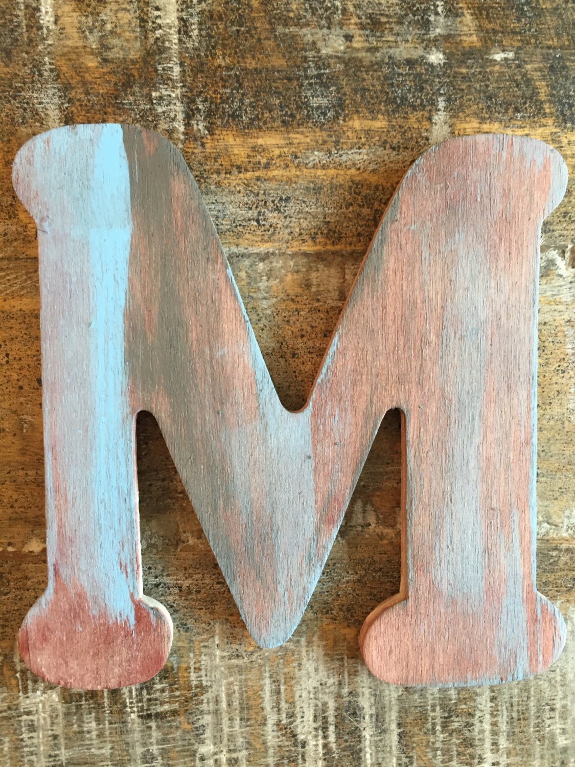 Rustic Letter 'M' Monogram Rustic Home Decor Painted Etsy