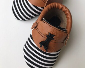 Striped Tassel Moccasins • baby moccs • soft sole shoes •  vegan baby shoes • vegan baby moccasins • vegan baby • baby gift