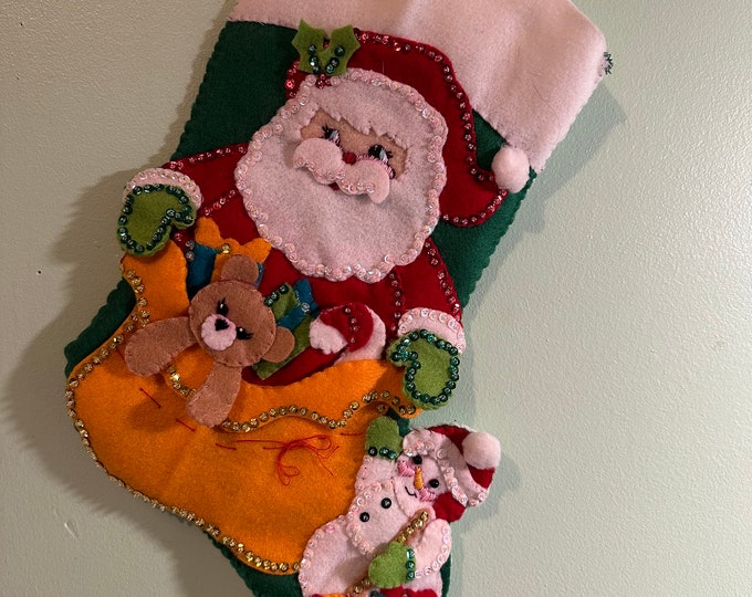 Finished Felt Christmas Stocking Santa and Toys Etsy