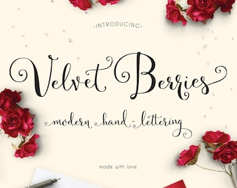 Velvetberries Hand Lettered Calligraphy Script Font Download Commercial or Personal
