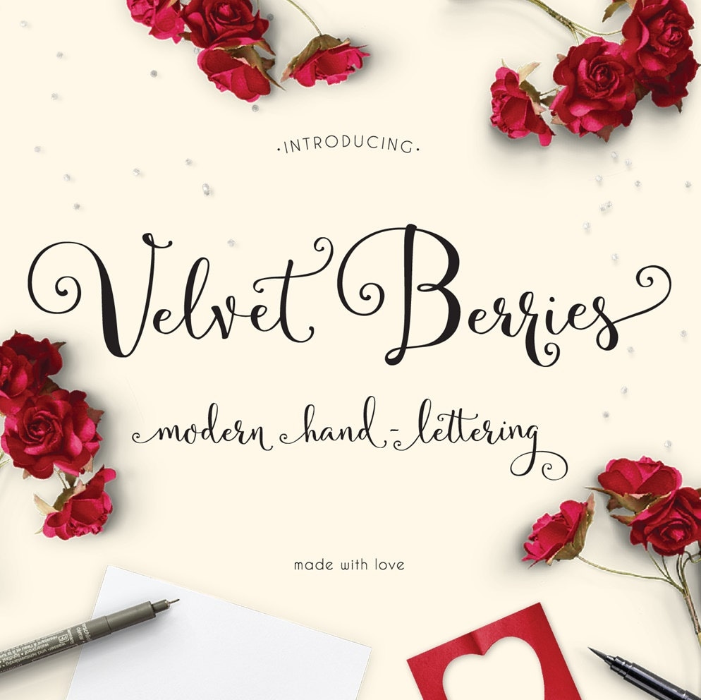 Velvetberries Hand Lettered Calligraphy Script Font Download Commerci…