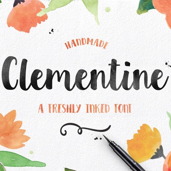 Clementine Hand drawn Script Font Download Commercial or Personal License