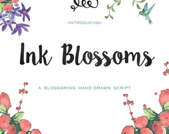 Ink Blossoms Hand Drawn Font Commercial Download (aka LillyBelle)