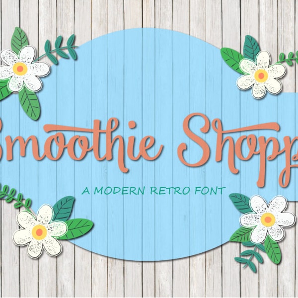 Smoothie Shoppe Retro Brush Script Font and Bonus Chalkboard Ornaments Download