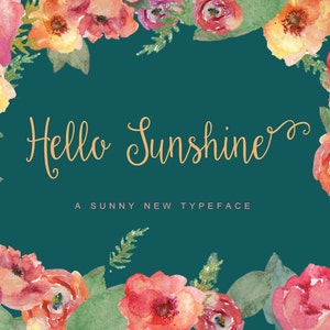 Hello Sunshine Elegant Handwriting Cursive Script Commercial Font download Freebie Doodles, catchwords, and ornaments image 1