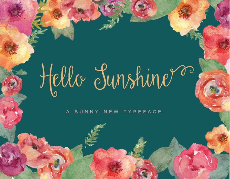 Hello Sunshine Elegant Handwriting Cursive Script Commercial Font download Freebie Doodles, catchwords, and ornaments image 1