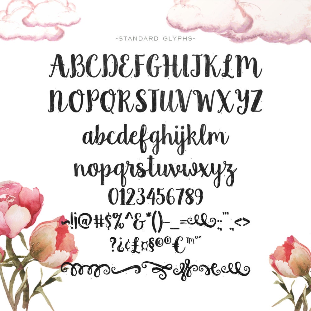 Chic Word Script Country Chic Script Shabby Chic Hand Drawn Font Download Commercial or ...