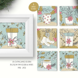 Merry Cheery Holiday Clip Art Bundle, Winter, Patterns, Greetings, Illustrations, PNG, Ai, Eps image 9