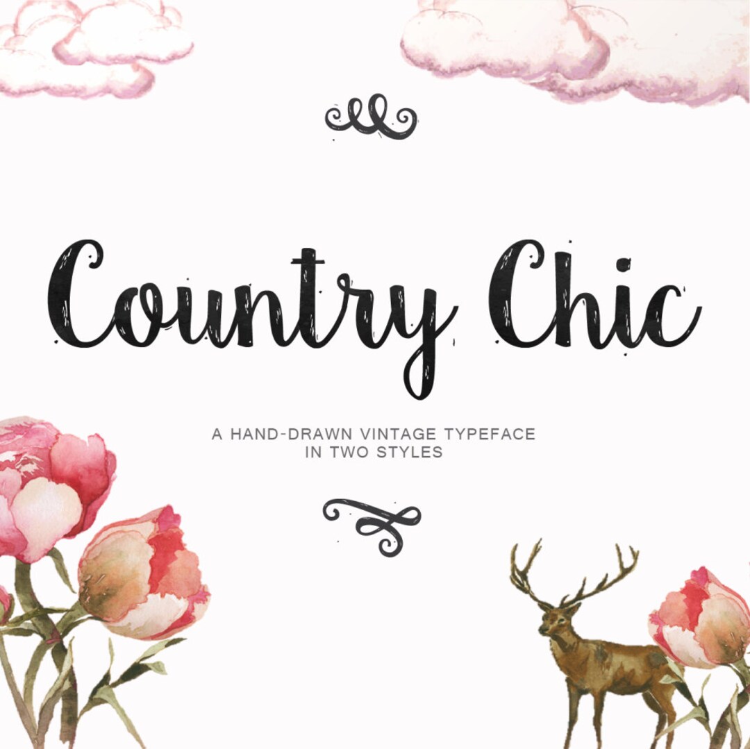 Chic Word Script Country Chic Script Shabby Chic Hand Drawn Font Download Commercial or ...