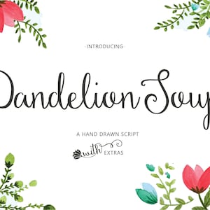 Pusteblumensuppe Handgemachte Schreibschrift mit Ornamenten