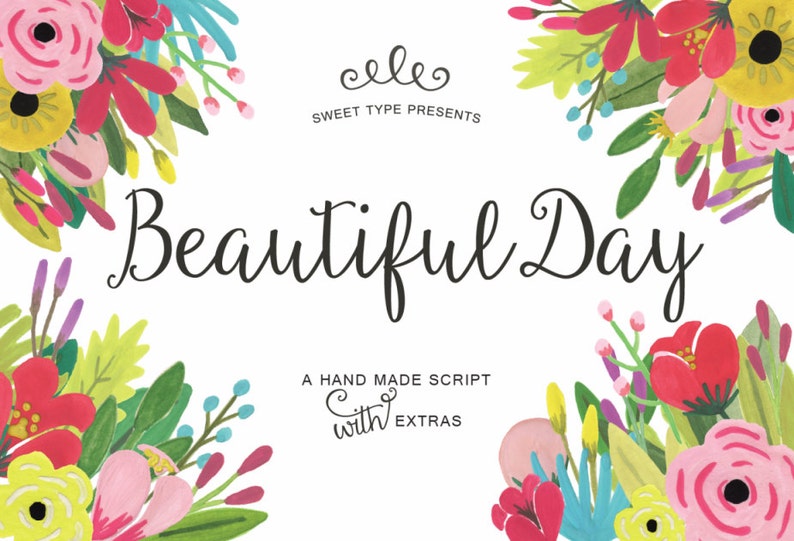 Beautiful Day Script Ornaments Hand Drawn Font Commercial Download image 1