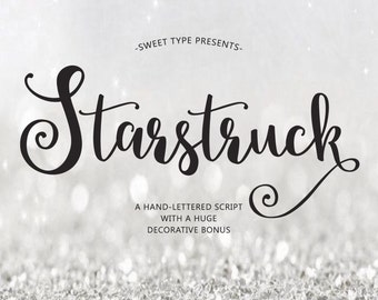 Starstruck Hand-lettered font download - Calligraphy script - commercial or personal