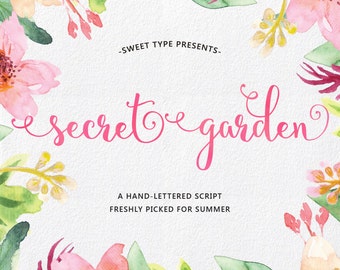 Secret Garden Hand-lettered Script, Calligraphy Cursive Font Download Commercial or personal