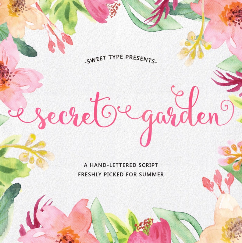 Secret Garden Hand-lettered Script, Calligraphy Cursive Font Download Commercial or personal image 1