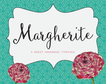 Margherite Script - Handgezeichnete kursive Schriftart Download + kostenlose Rahmen - persönlich oder kommerziell