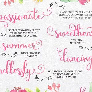 Secret Garden Hand-lettered Script, Calligraphy Cursive Font Download Commercial or personal image 6