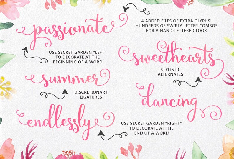 Secret Garden Hand-lettered Script, Calligraphy Cursive Font Download Commercial or personal image 6