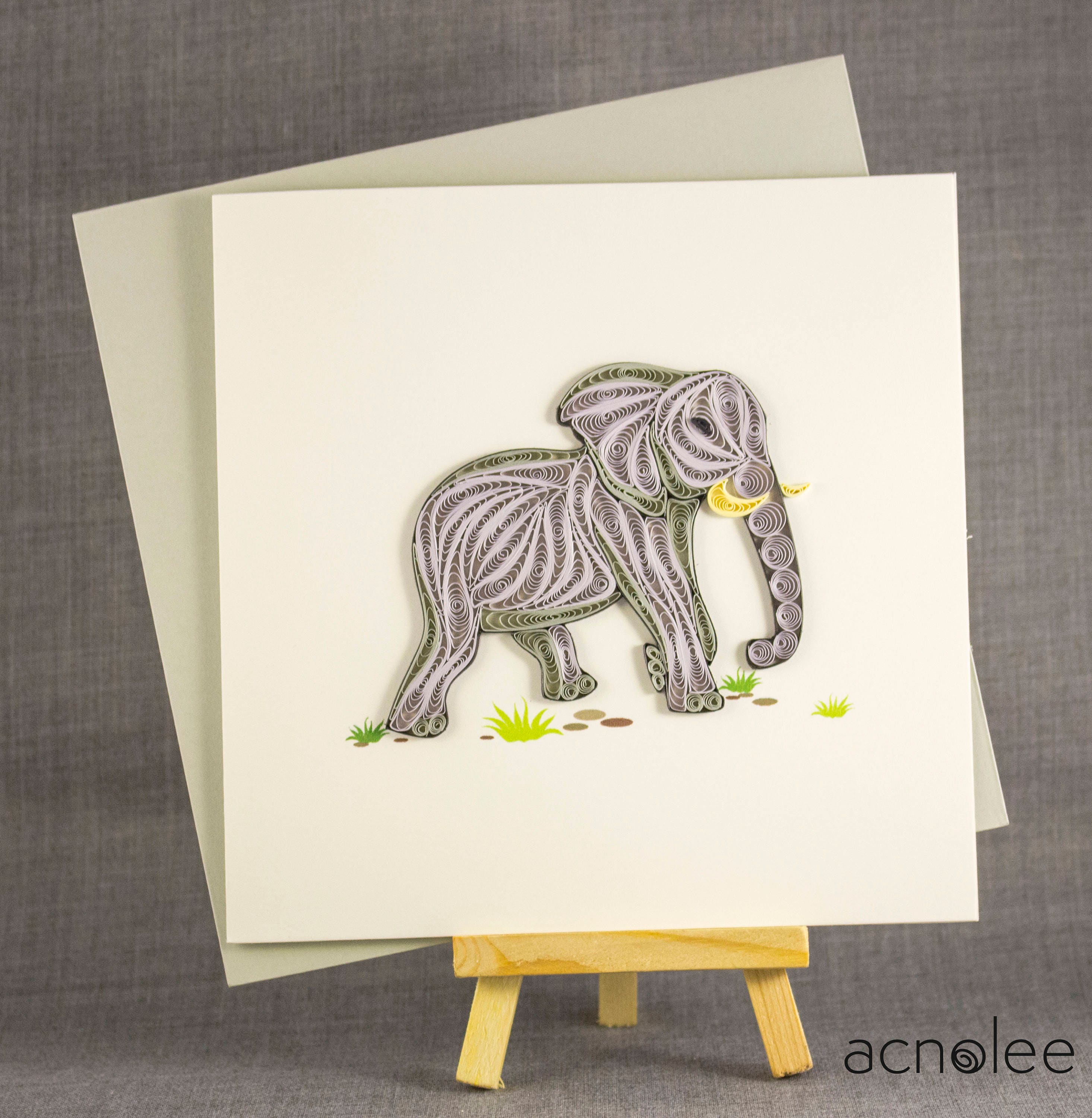 3D Handmade Card Quilling Card Quilled Elephant Animal Card Etsy
