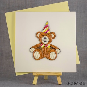 Tarjeta hecha a mano 3D tarjeta quilling tarjeta acolchado cumpleaños oso de peluche papel quilling