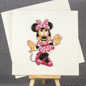 3D hecho a mano tarjeta en blanco Quilling tarjeta Quilled Minnie Mouse papel Quilling Disney