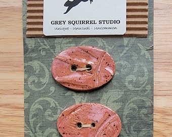 Set of Two Handmade Ceramic Buttons: 1700s Gravestone Design