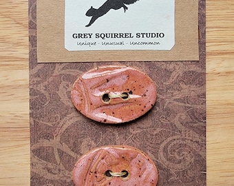 Set of Two Handmade Ceramic Buttons: 1700s Gravestone Design