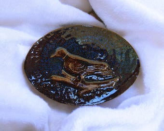 Collared Bird Gravestone Impression: 1800s Ohio History Art