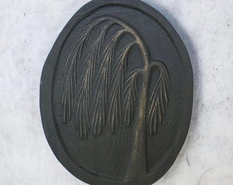 Child's Gravestone Impression: Fired Clay Memento Mori - Willow Tree Cemetery Art