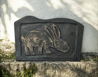 Stoneware Rabbit Carving, Elmley Castle Replica, Home, Patio and Garden Guardian
