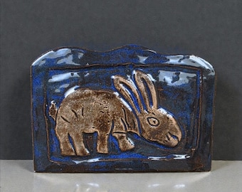 Stoneware Rabbit Carving: Elmley Castle Church Guardian - Handmade Pottery