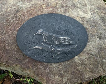 Handmade Bird Gravestone Impression: Memento Mori History Art