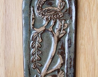 1700s Gravestone Pottery Impression: Bird, Mother & Child Memorial