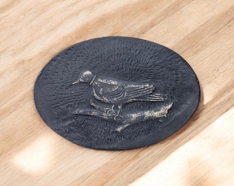 Handmade Bird Gravestone Impression: Memento Mori History Art