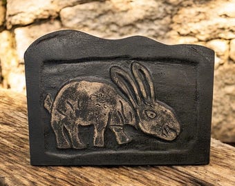 Stoneware Rabbit Carving, Elmley Castle Replica, Home, Patio and Garden Guardian