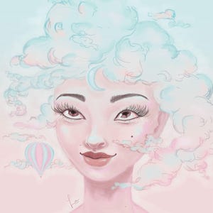 Inspiring artwork of a girl in the clouds