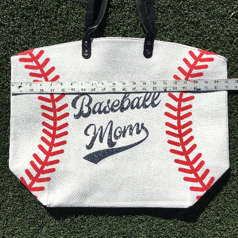 Personalized Baseball Mom Tote Bags White Baseball Bag Large Tote Bag Last Name Nickname Number image 2