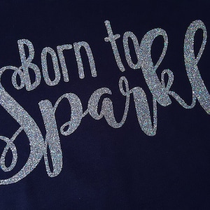 Born to Sparkle rainbow silver glitter t-shirt for girls, teens, women