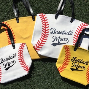 Personalized Baseball Mom Tote Bags White Baseball Bag Large Tote Bag Last Name Nickname Number image 9