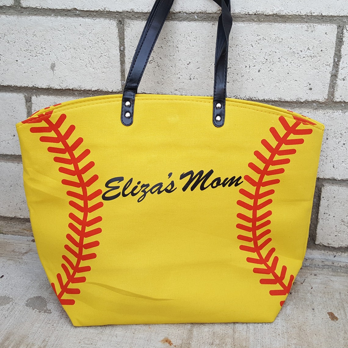 Personalized Softball Mom Tote Bags Yellow Softball Bag Tote Etsy