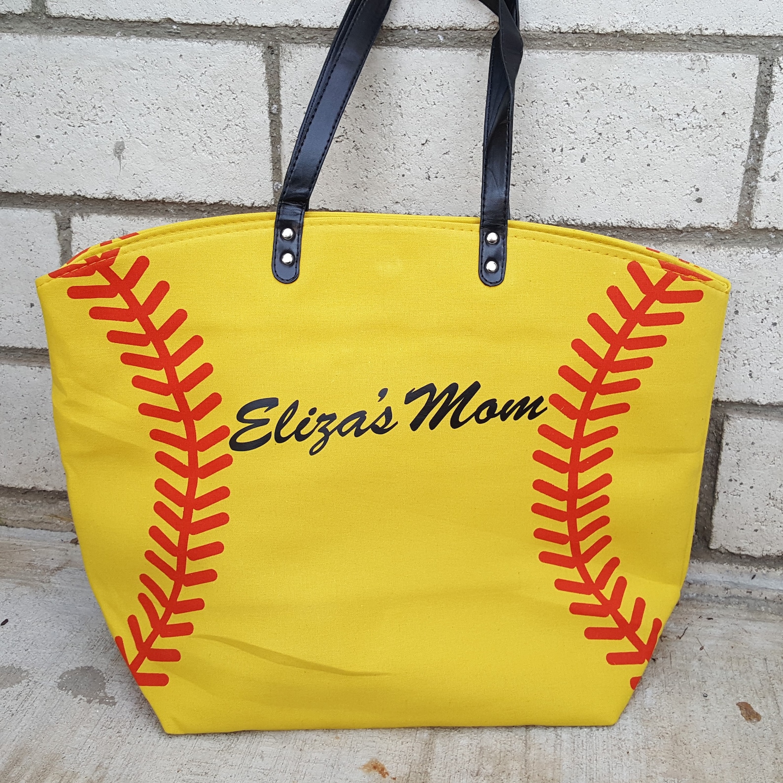 Personalized Softball Mom Tote Bags Yellow Softball Bag Tote Etsy