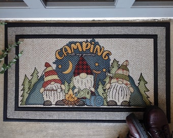 Camping Gnomes Camping w/ my Gnomies Door Mat Welcome Doormat Personalizable Door Mat 18" x 30" Indoor/Outdoor Welcome Mat Housewarming Gift