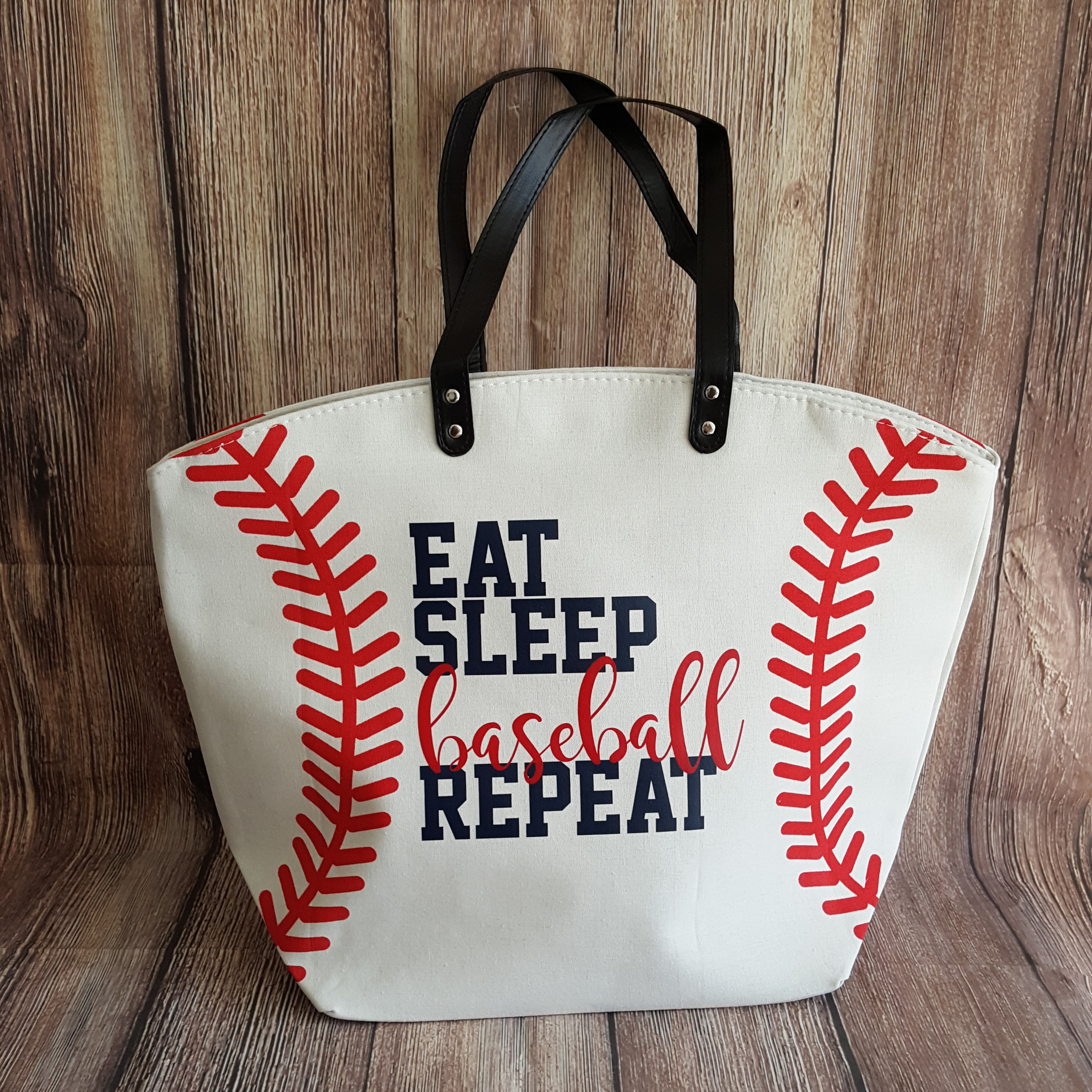 Baseball Mom Tote Bags White Baseball Bag Eat Sleep Baseball Etsy