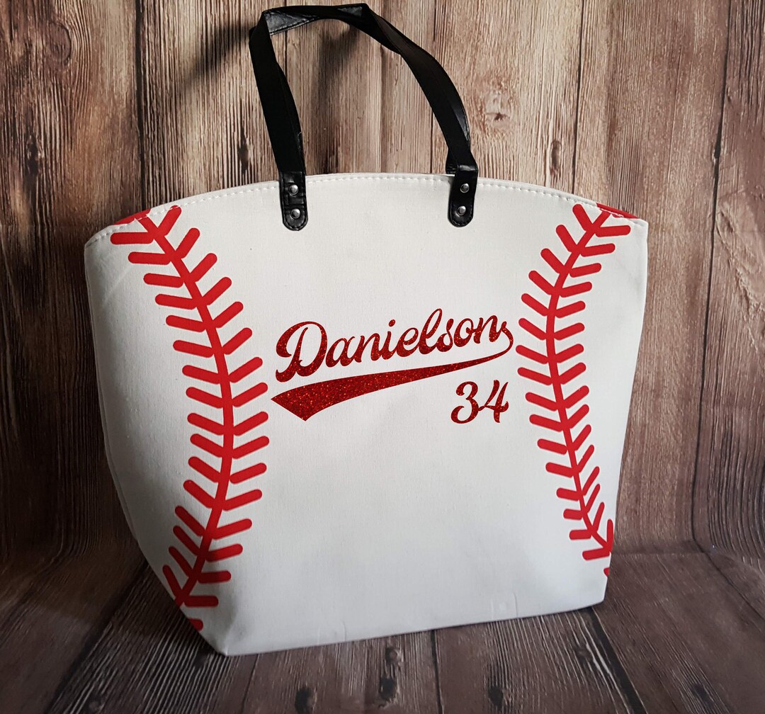 Personalized Baseball Mom Tote Bags White Baseball Bag Tote Bag Last Name Nickname Number Large