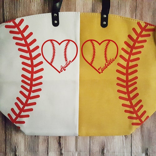 Baseball Softball Mom Baseball Heart Baseball Tote Bag Etsy