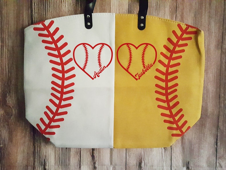 Baseball Softball Mom Baseball Heart Baseball Tote Bag Etsy
