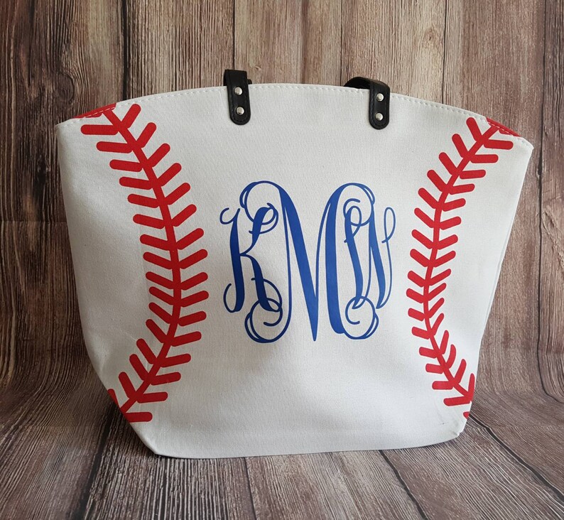 Monogram Baseball Mom Tote Bags White Baseball Bag Etsy