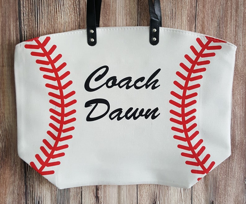 Personalized Baseball Mom Tote Bags White Baseball Bag Large Tote Bag Last Name Nickname Number image 6