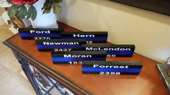 Thin Blue Line Desk Plaque Police Name Plate Police Officer Etsy