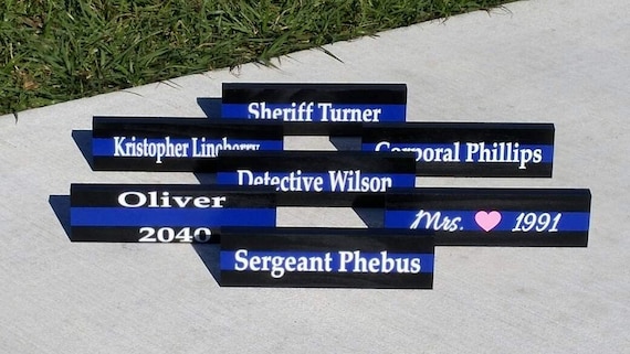 Thin Blue Line Desk Plaque Police Name Plate Police Officer Etsy