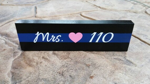 Thin Blue Line Desk Plaque Name Plate Police Officer Gifts Etsy